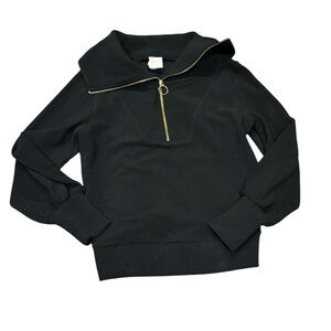 Varley Women’s vine Black Ribbed Quarter Zip Pullover Sweatshirt sweater Small